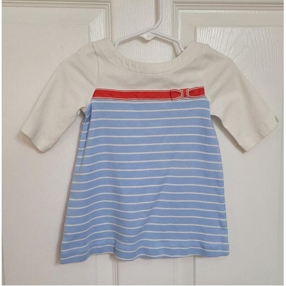 Janie‎ & Jack NANTUCKET BREEZE Ribbon Striped Dress Blue Red Size 6-12 Mos